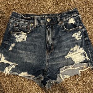 American Eagle Outfitters Ripped Dark Blue Jean Shorts